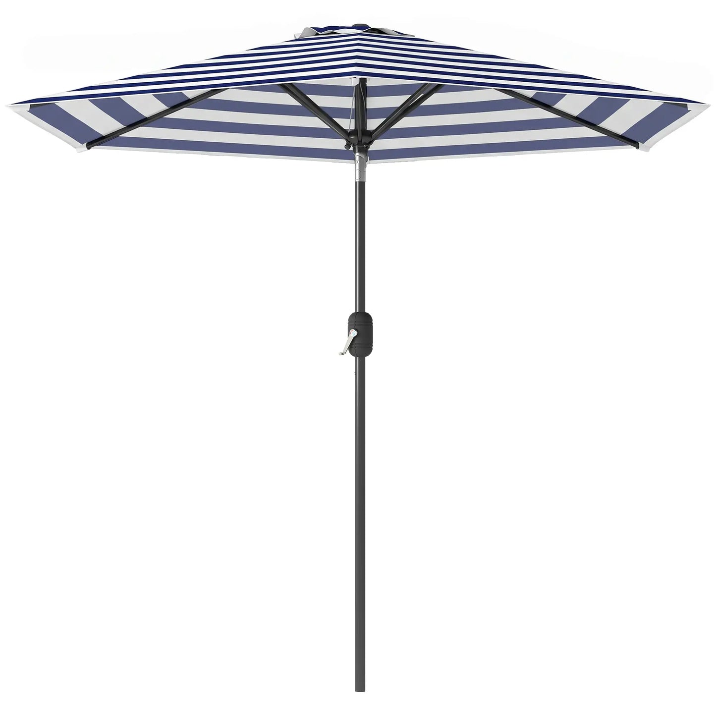 Outdoor Patio Sun Umbrella, 6 Ribs, Stripes, Blue Patio Umbrellas Blue and White Stripes at Gallery Canada