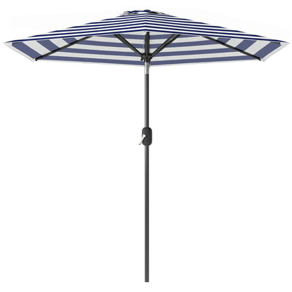 Outdoor Patio Sun Umbrella, 6 Ribs, Stripes, Blue Patio Umbrellas Blue and White Stripes at Gallery Canada