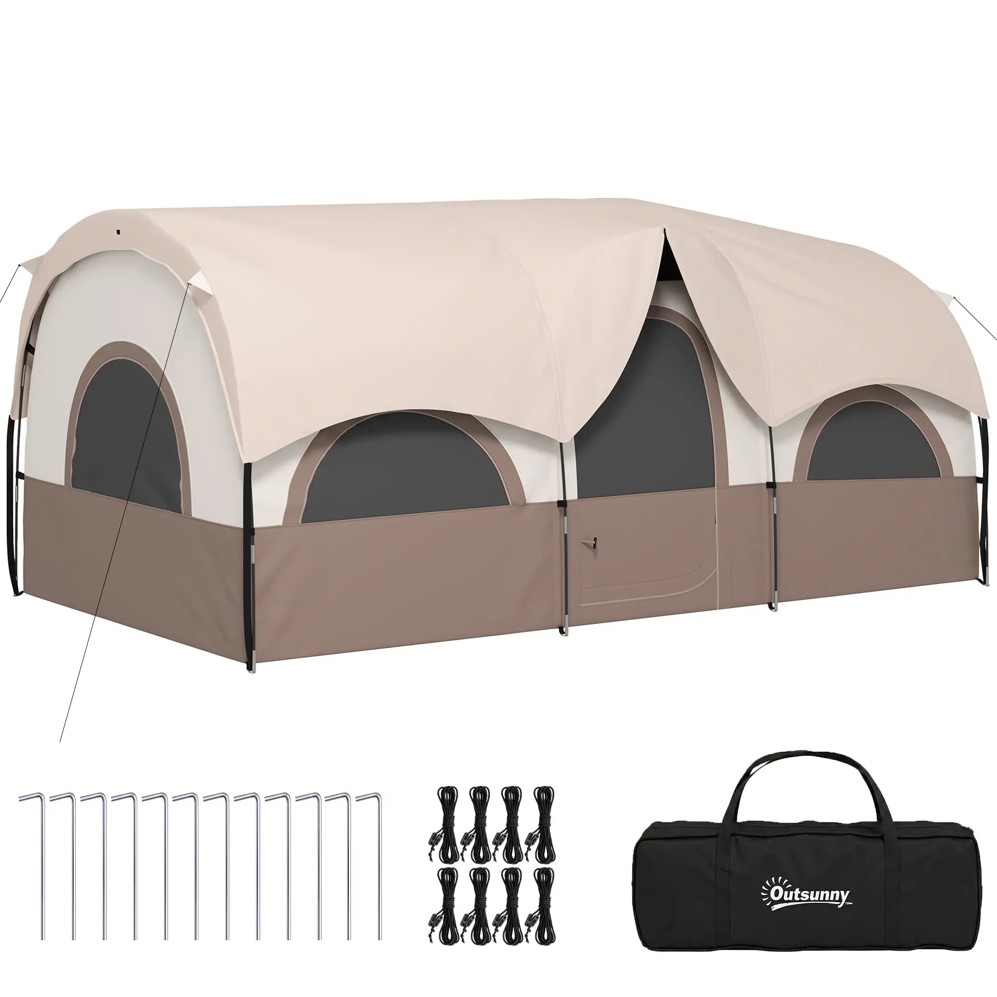 4-6 Person Camping Tent, 3 Room, 3000mm Waterproof, UPF30+, Khaki Camping Tents at Gallery Canada