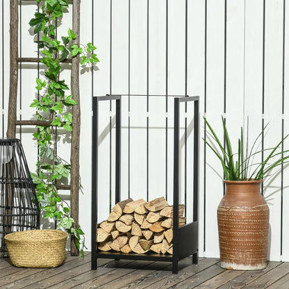 Firewood Rack, Log Holder, Indoor Outdoor Wood Storage, 15.4" x 13.8" x 29.9", Black Firewood Racks at Gallery Canada