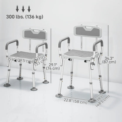 Adjustable Shower Chair With Arms, Back, Padded Seat, Light Grey Bath Chairs at Gallery Canada