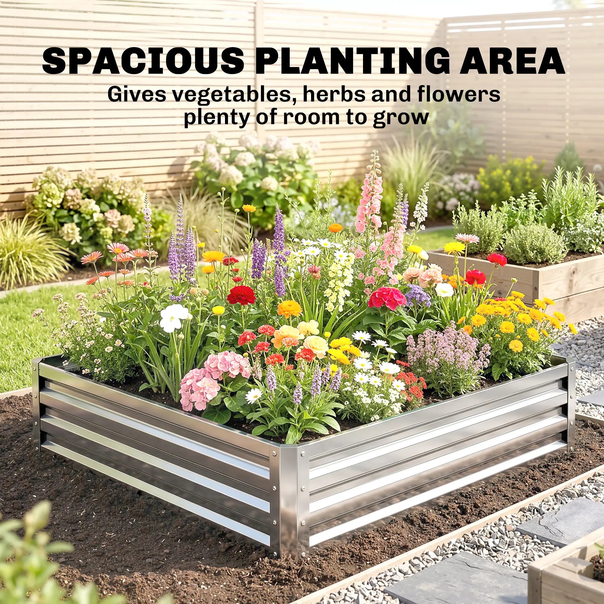 4' x 4' x 1' Galvanized Steel Raised Garden Bed, Vegetables, Flowers, Herbs, Silver Raised Garden Beds at Gallery Canada
