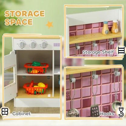 Kids Play Kitchen Set, Realistic Lights Sounds, Sink Oven Stove, White Play Kitchen at Gallery Canada