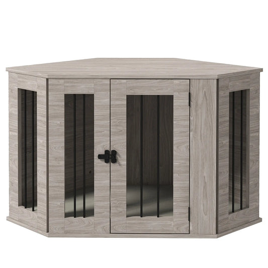 Dog Crate Furniture with Cushion, 41 Inch, Walnut Brown Houses, Kennels & Pens Walnut Brown, White, Cream at Gallery Canada