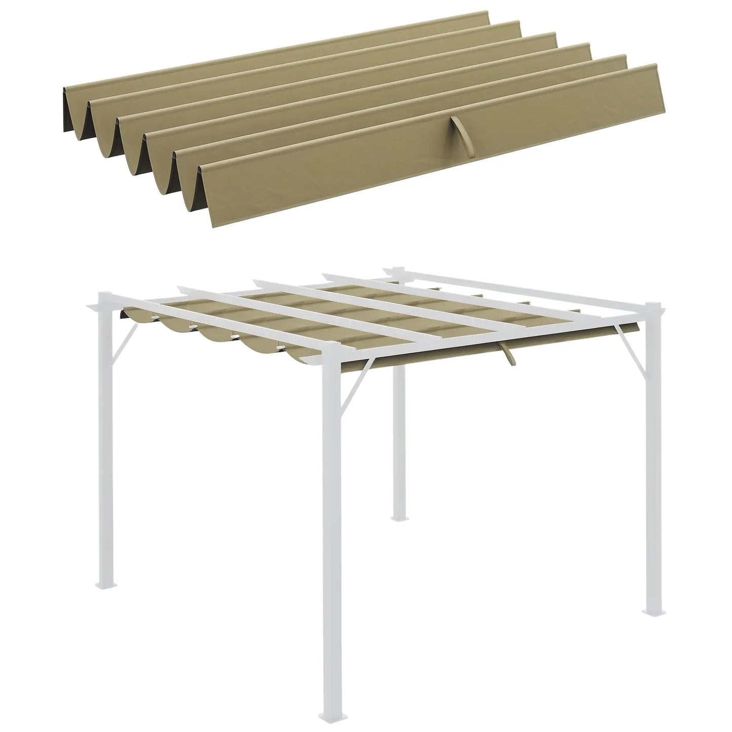 Retractable Pergola Canopy, 10' x 10', Tan Gazebo Canopy Replacement Tan at Gallery Canada