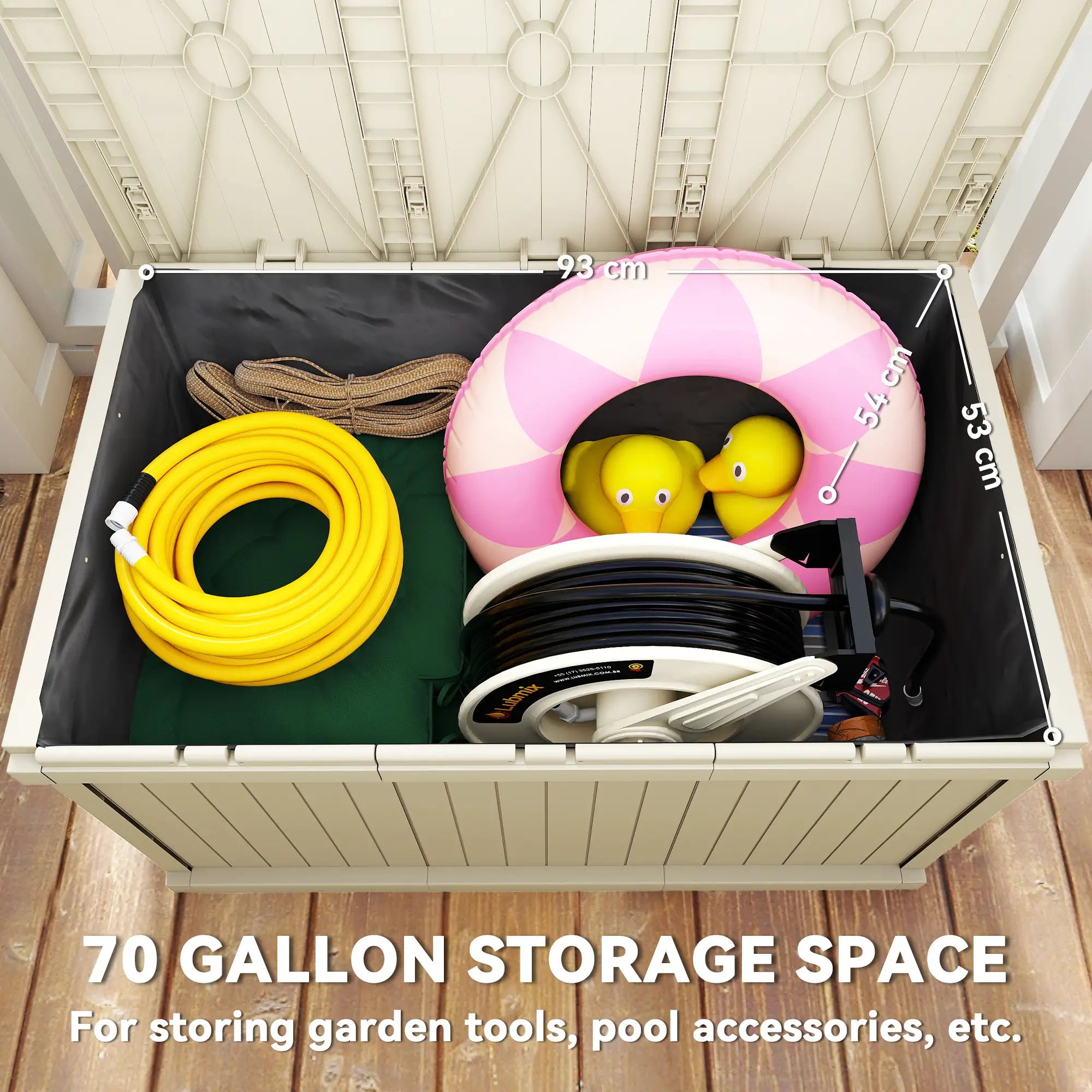 70 Gallon Resin Deck Box, Waterproof Outdoor Storage Container Patio Storage Boxes at Gallery Canada