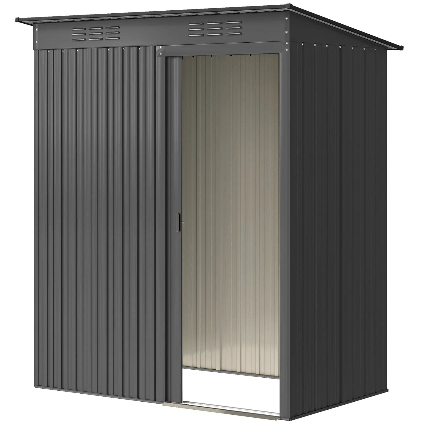 5.2' x 3.5' Metal Garden Shed, Easy Assembly Outdoor Storage, Dark Grey Sheds Dark Grey at Gallery Canada