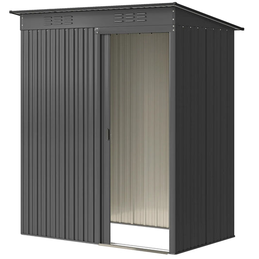5.2' x 3.5' Metal Garden Shed, Easy Assembly Outdoor Storage, Dark Grey Sheds Dark Grey at Gallery Canada