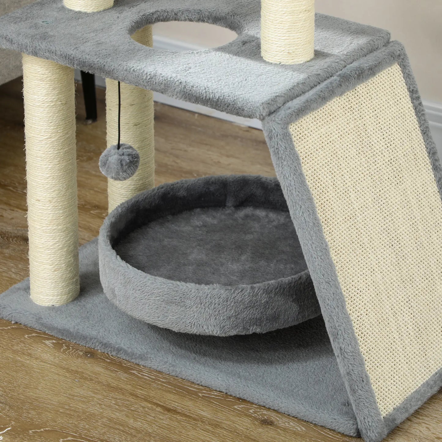 Small Cat Tree with Perch, Scratching Posts, Light Grey Cat Posts at Gallery Canada