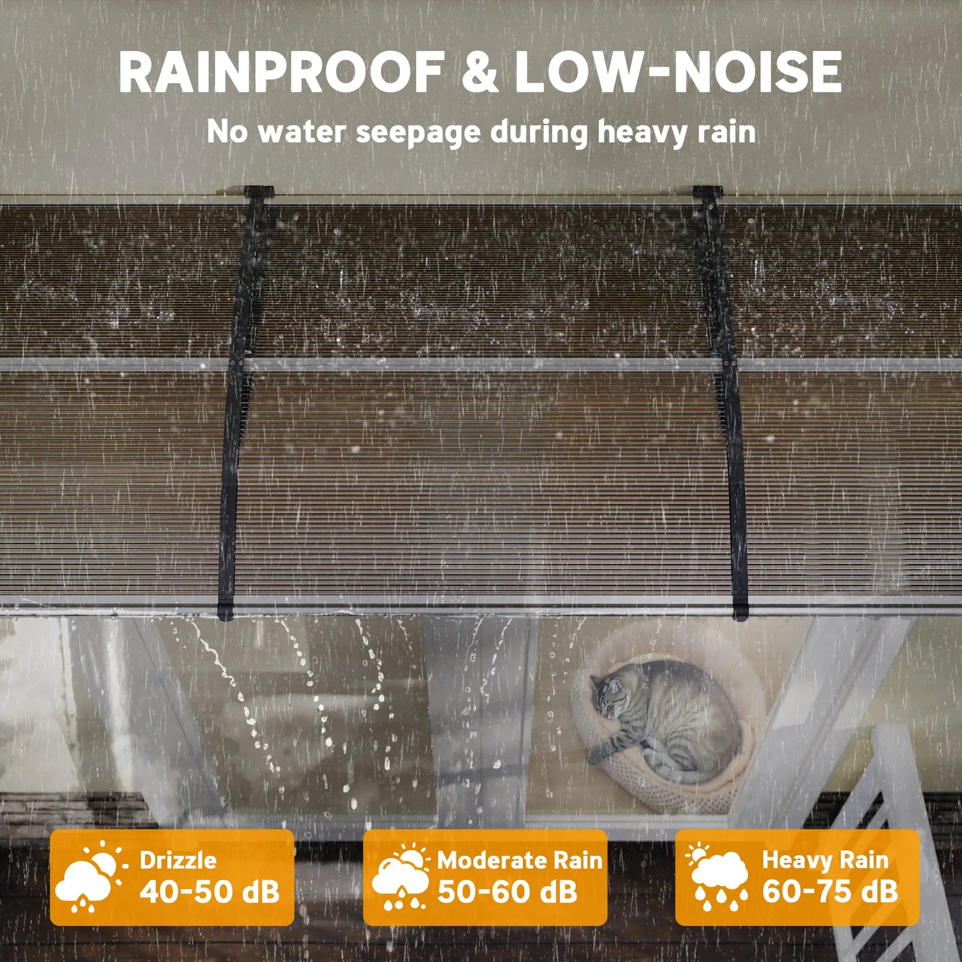 Awning Door Canopy, 119.3" x 37.8", Polycarbonate, UV Protection, Brown Door Awnings at Gallery Canada