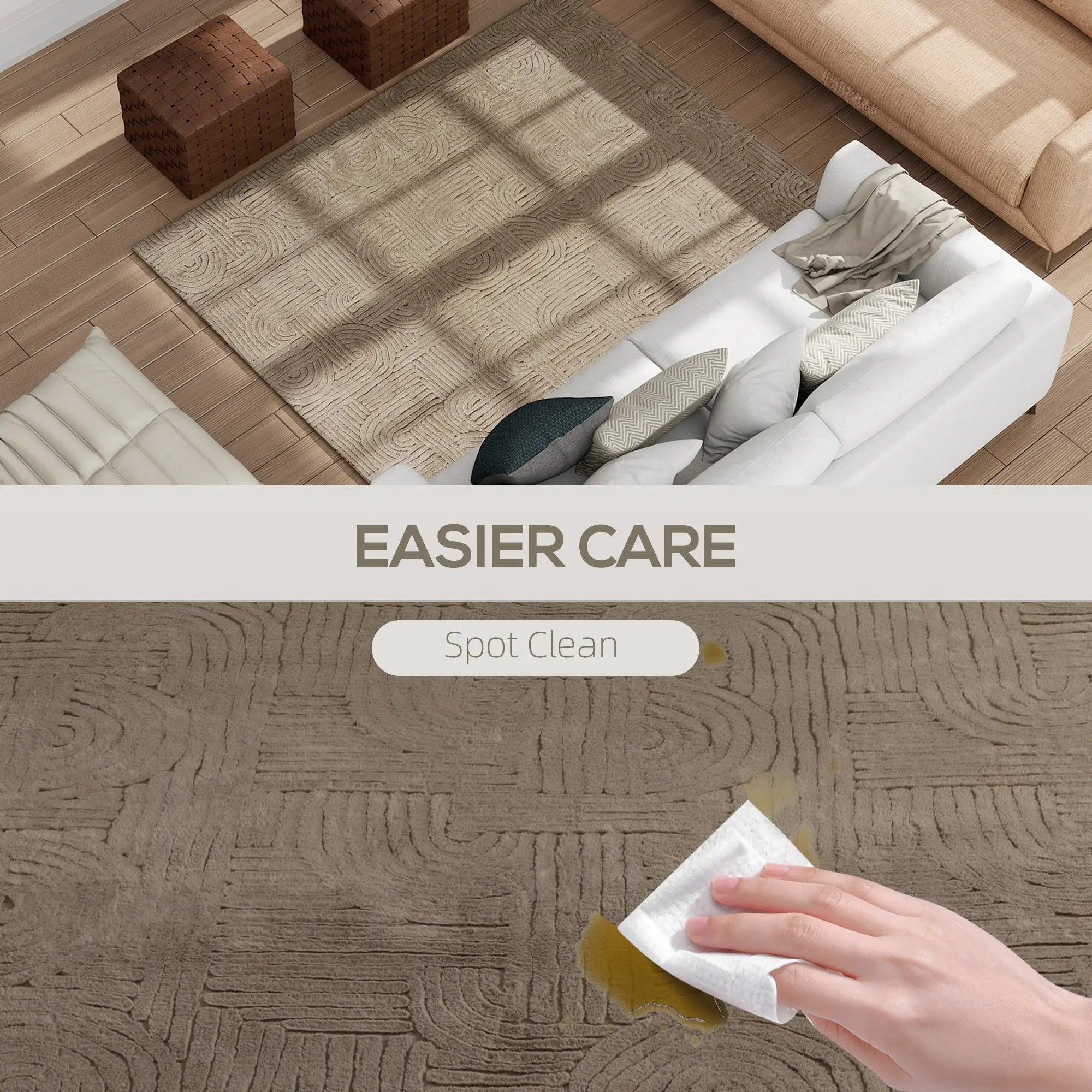 5x7 Faux Fur Rug, Non-Slip Carpet for Living Room, Bedroom, Tan Area Rugs at Gallery Canada