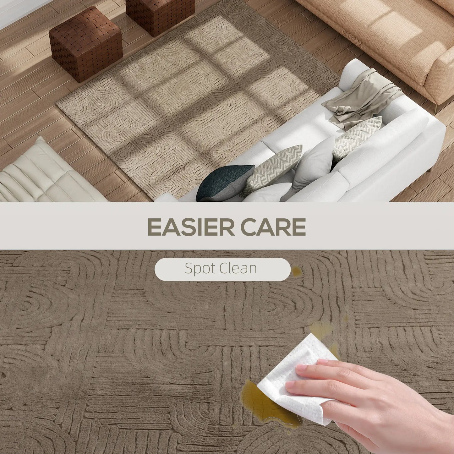 5x7 Faux Fur Rug, Non-Slip Carpet for Living Room, Bedroom, Tan Area Rugs at Gallery Canada