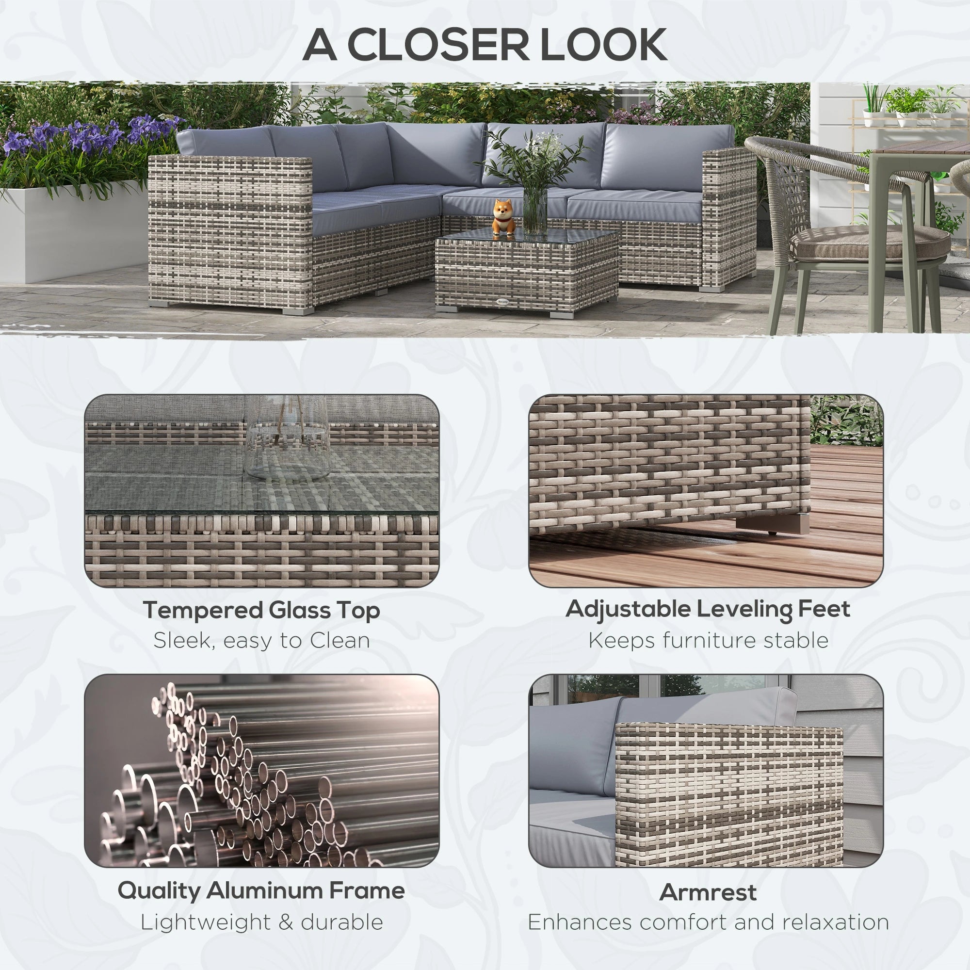 4-Piece Rattan Wicker Outdoor Furniture Set, Grey Patio Furniture Sets at Gallery Canada