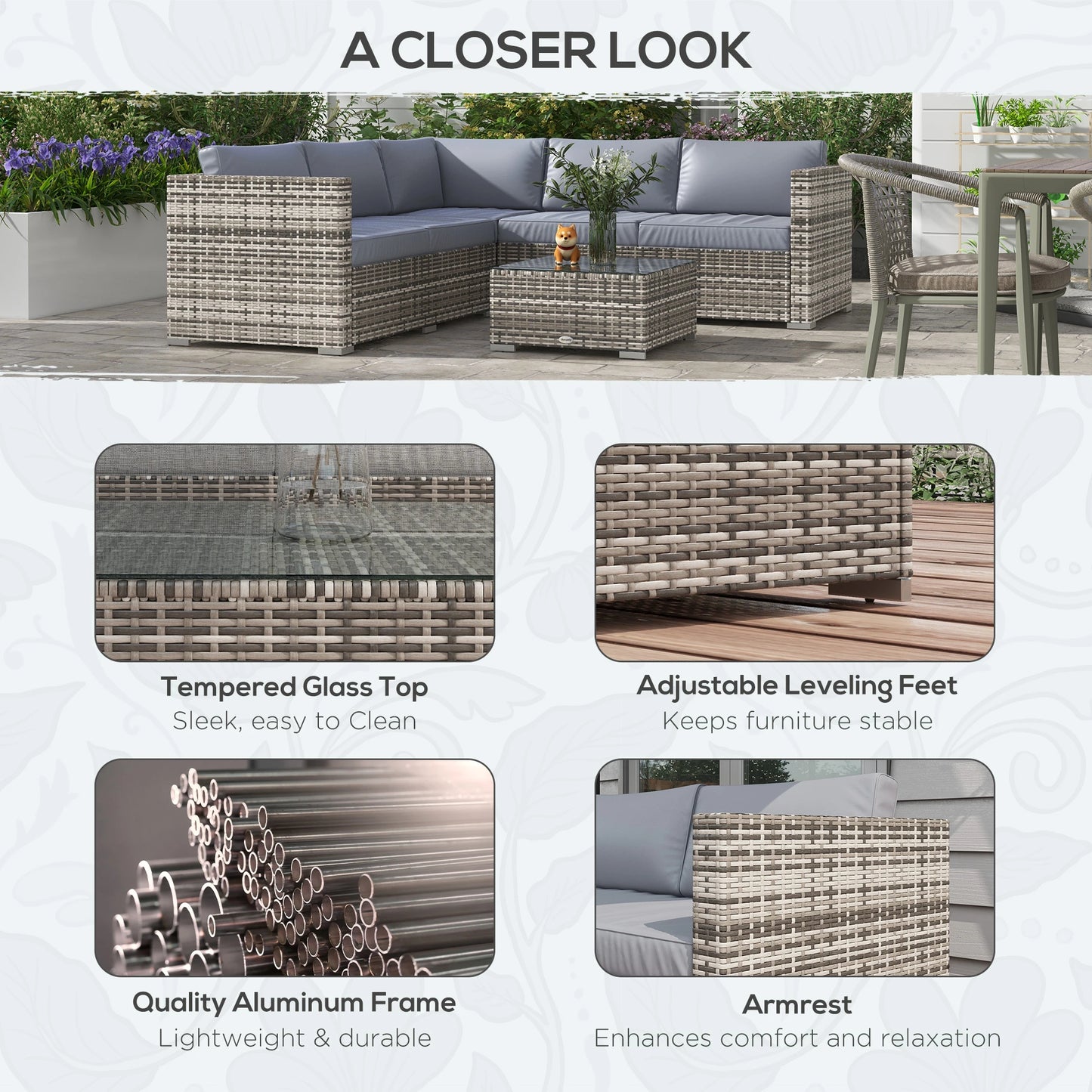 4-Piece Rattan Wicker Outdoor Furniture Set, Grey Patio Furniture Sets at Gallery Canada