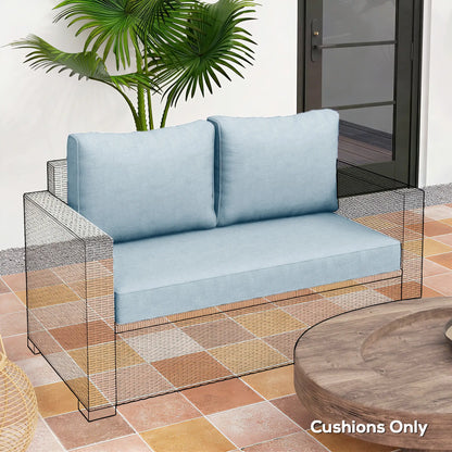 Outdoor Seat Cushions With Backrest, Loveseat Double Sofa, Light Blue Patio Chair Cushions at Gallery Canada