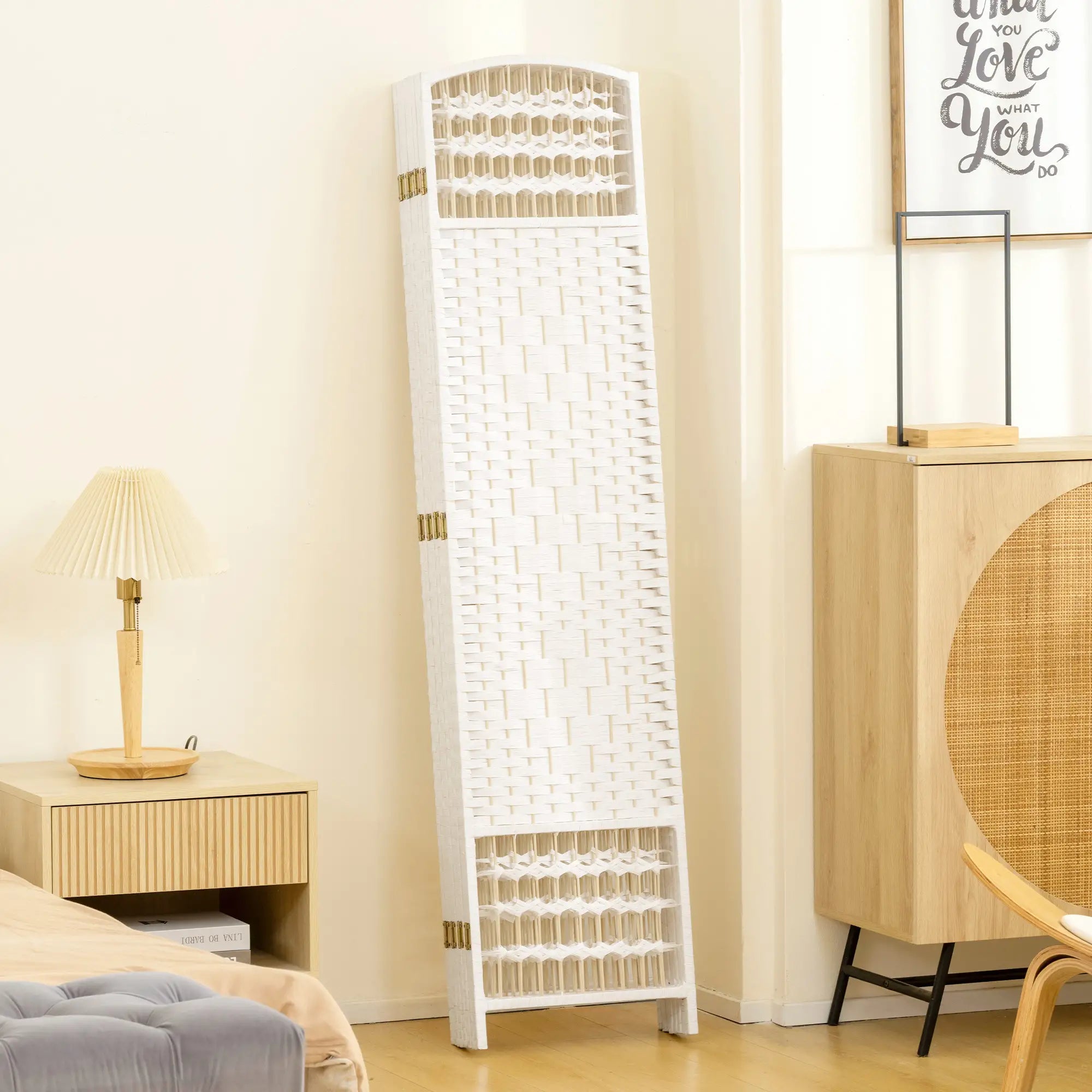 8 Panel Folding Room Divider, Portable Privacy Screen, White Room Dividers at Gallery Canada