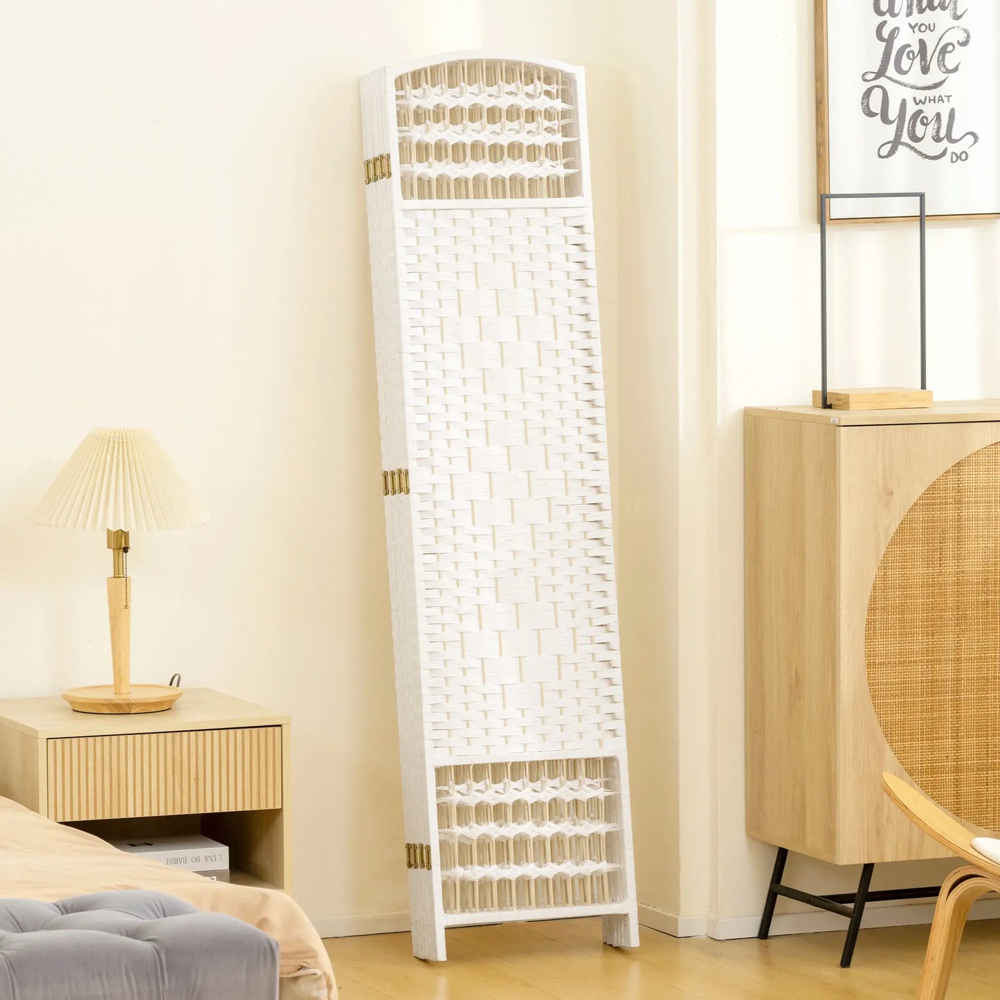 8 Panel Folding Room Divider, Portable Privacy Screen, White Room Dividers at Gallery Canada