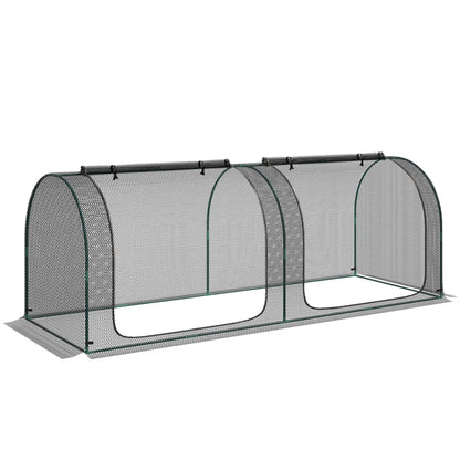 8' x 3' Crop Cage, Garden Plant Protector, 3 Zippered Doors, Black