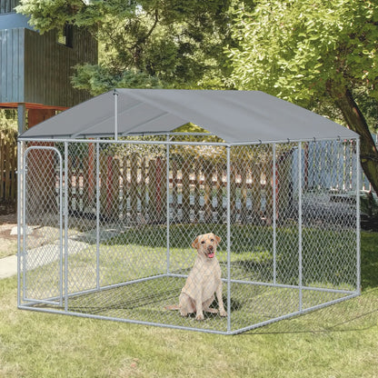 Outdoor Dog Kennel With Roof, Steel Lock, Mesh Sidewalls, 9.8' x 9.8' x 7.7' Houses, Kennels & Pens at Gallery Canada