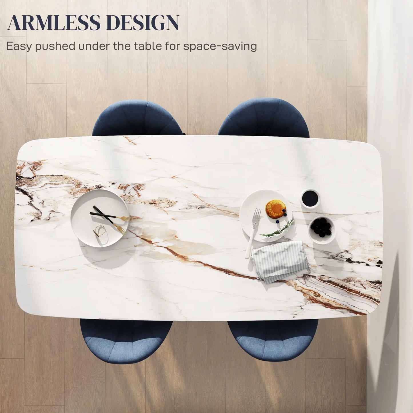 Modern Dining Chairs Set of 4, Upholstered, Metal Legs, Blue Dining Chairs at Gallery Canada