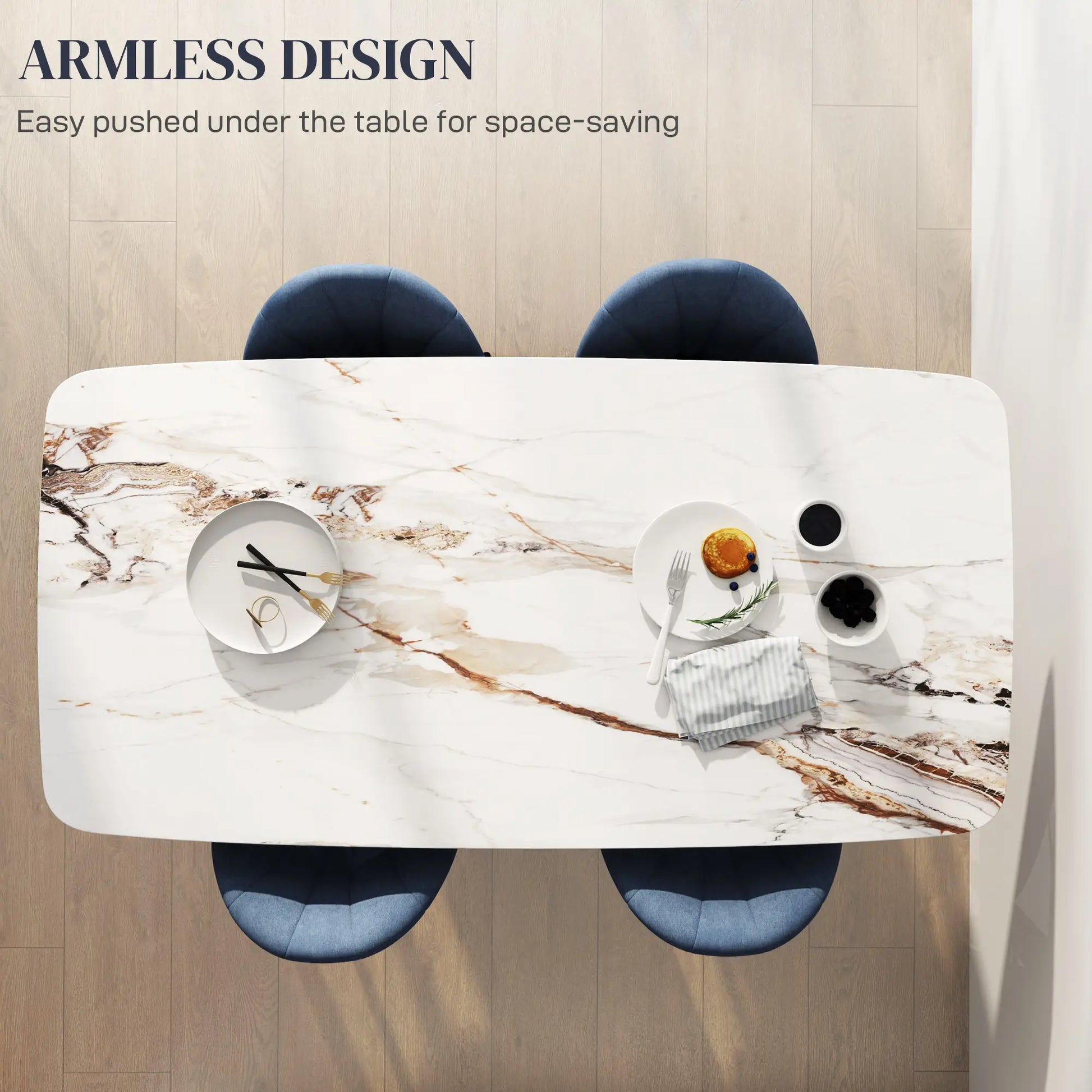 Modern Dining Chairs Set of 4, Upholstered, Metal Legs, Blue Dining Chairs at Gallery Canada