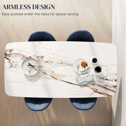 Modern Dining Chairs Set of 4, Upholstered, Metal Legs, Blue Dining Chairs at Gallery Canada