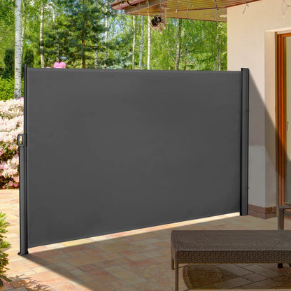 118" x 71" Outdoor Folding Privacy Screen, Retractable Side Awning, UV Wind Resistant, Grey Side Awnings at Gallery Canada