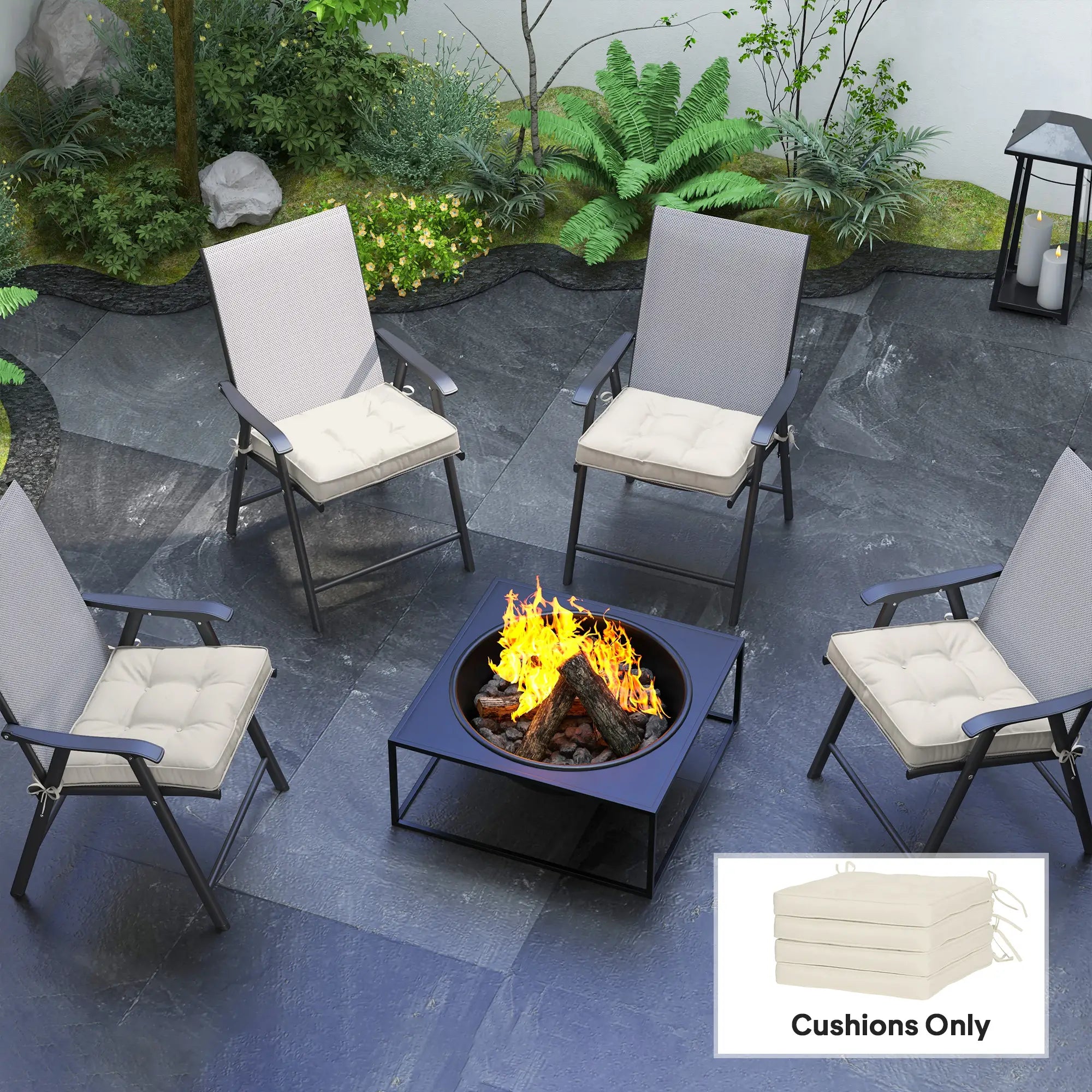 Rattan Furniture Replacement Cushions, 4 Piece, Cream White Patio Chair Cushions at Gallery Canada