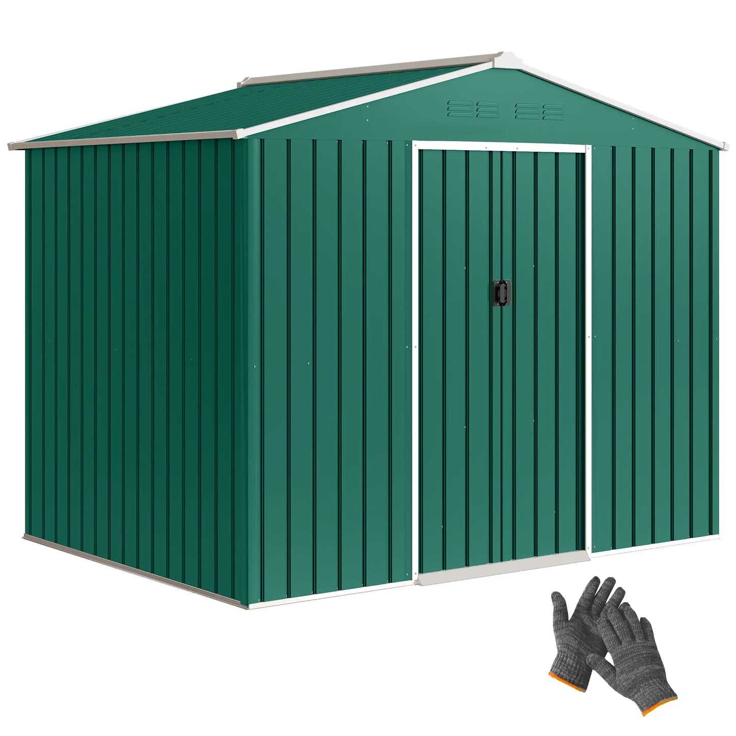 8' x 6' Metal Outdoor Storage Shed, Lockable Sliding Doors, Green Sheds at Gallery Canada