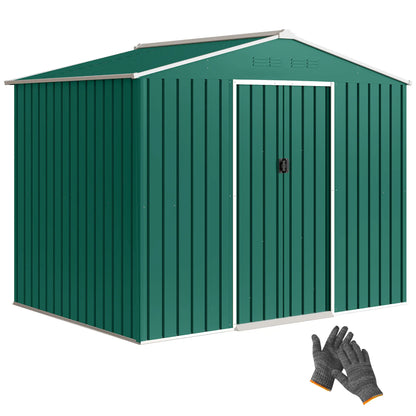 8' x 6' Metal Outdoor Storage Shed, Lockable Sliding Doors, Green Sheds at Gallery Canada