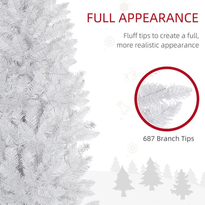 7ft Pencil Artificial Christmas Tree, 687 Branch Tips, Steel Base, White Pencil Christmas Trees at Gallery Canada