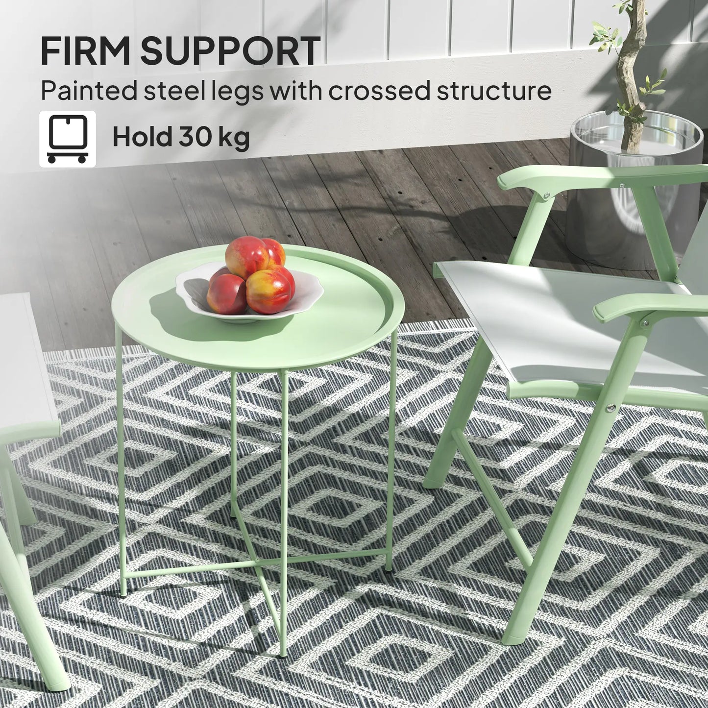 18" Outdoor Side Table, Removable Tray, Folding Legs, Green Patio Side Tables at Gallery Canada