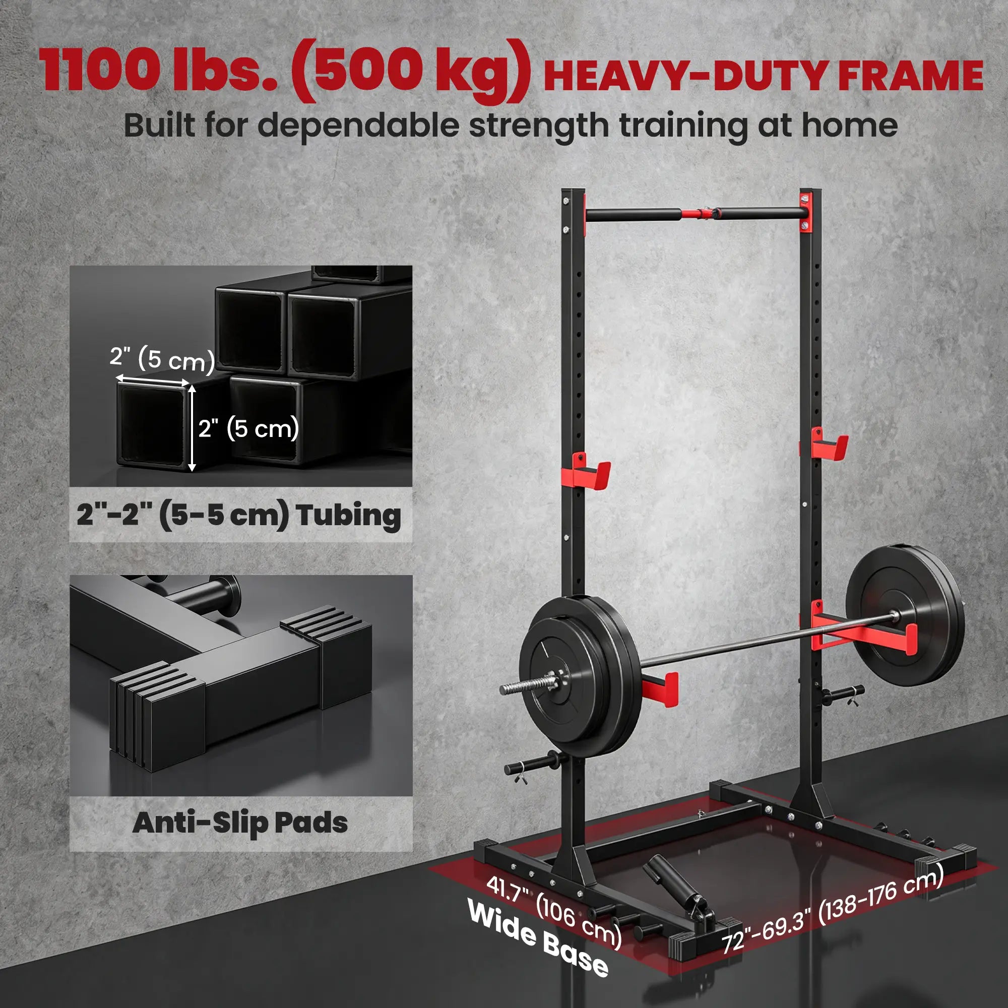 Power Cage Squat Rack, 1100 lb Capacity, Adjustable Power Towers at Gallery Canada