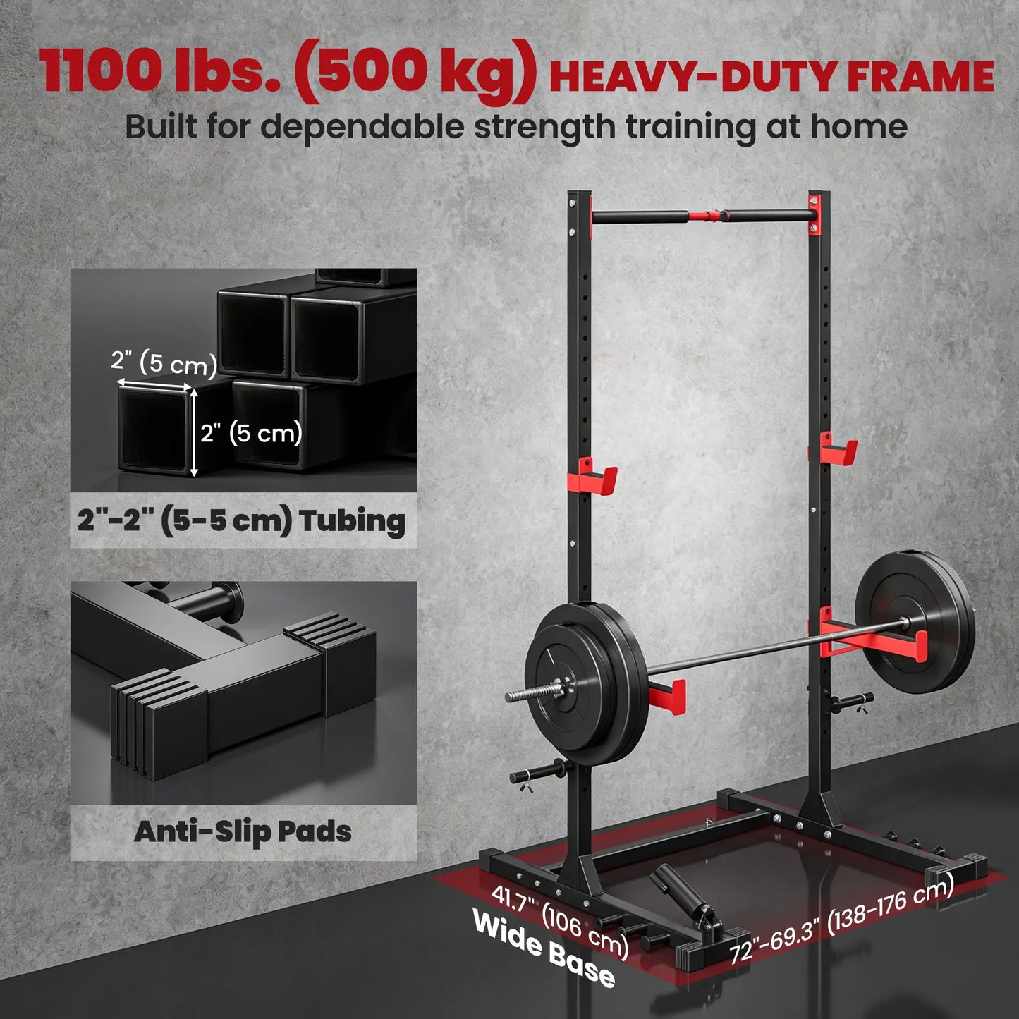 Power Cage Squat Rack, 1100 lb Capacity, Adjustable Power Towers at Gallery Canada
