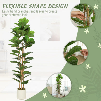 6FT Artificial Fiddle Leaf Fig Tree, Fake Potted Tree, Green Artificial Trees at Gallery Canada