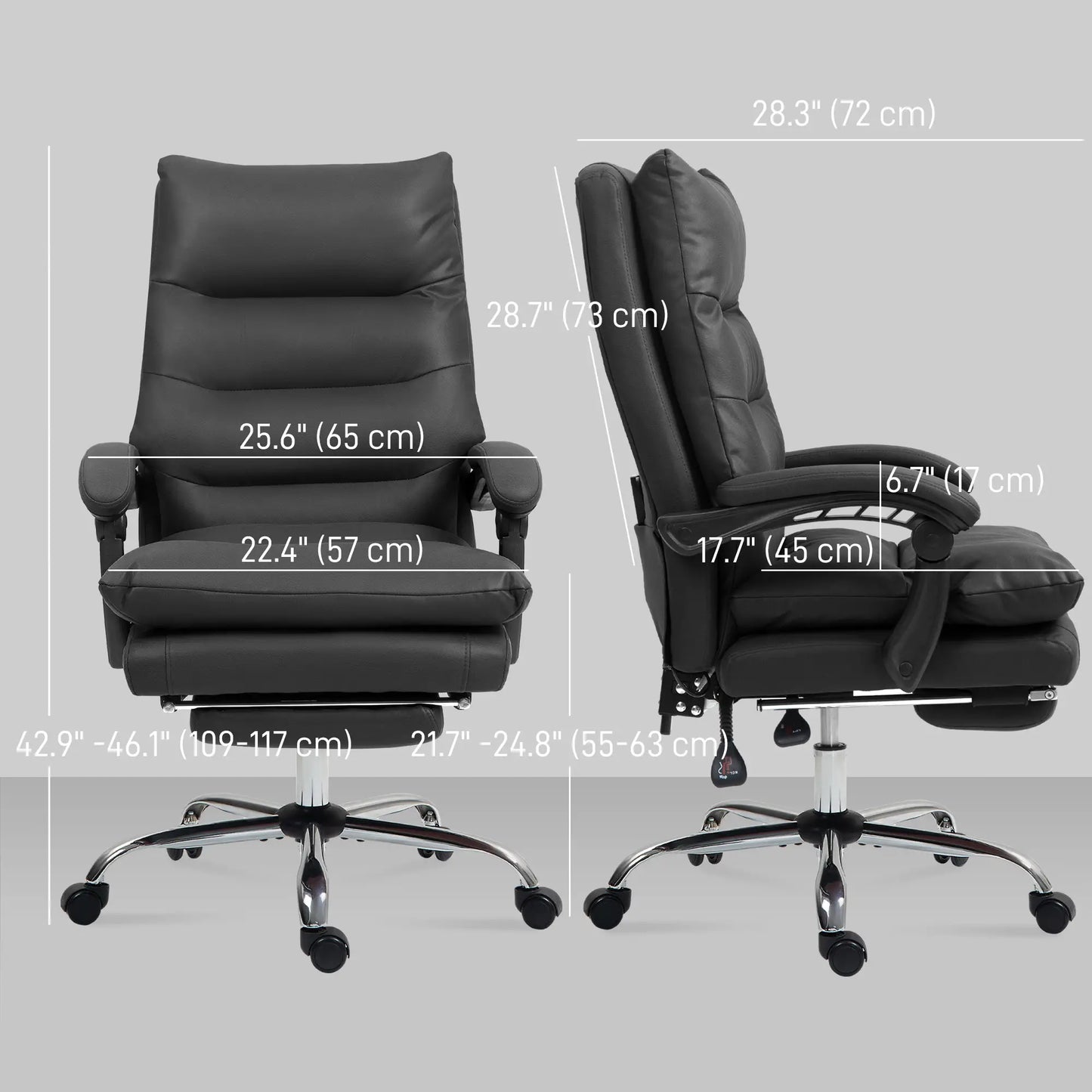 Executive Office Chair, 6 Point Massage and Heat, Microfibre Reclining with Footrest, Black Massage Chairs at Gallery Canada
