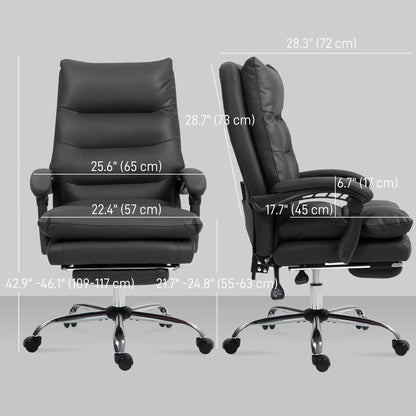 Executive Office Chair, 6 Point Massage and Heat, Microfibre Reclining with Footrest, Black Massage Chairs at Gallery Canada