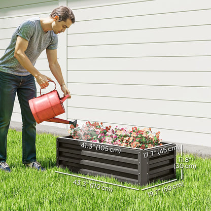 Galvanized Raised Garden Beds, Outdoor Planter Box, Set of 2, Dark Grey Galvanized Planter Boxes at Gallery Canada