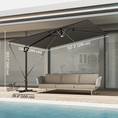 10 x 9.7 Ft Offset Cantilever Patio Umbrella With Lights, Dark Grey Offset Cantilever Umbrellas at Gallery Canada