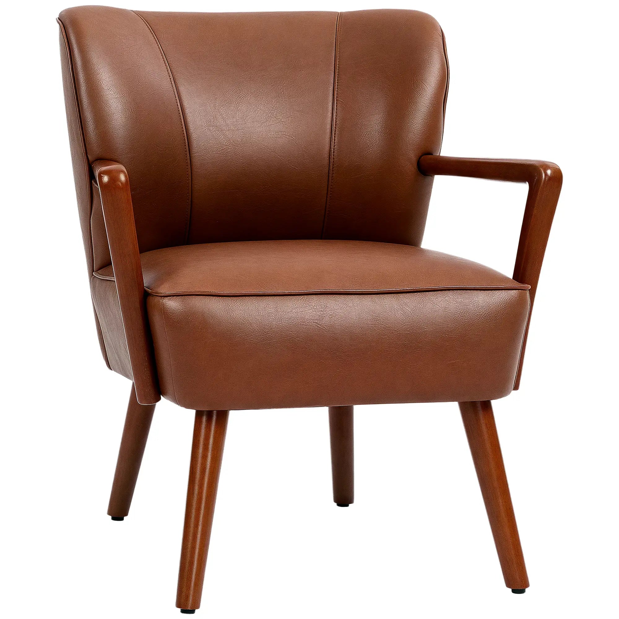 Modern Accent Chair, Faux Leather Upholstered, Wood Legs, Brown Accent Chairs at Gallery Canada