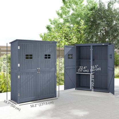 4x1.5ft Wooden Storage Shed, Outdoor Tool Cabinet, Dark Grey