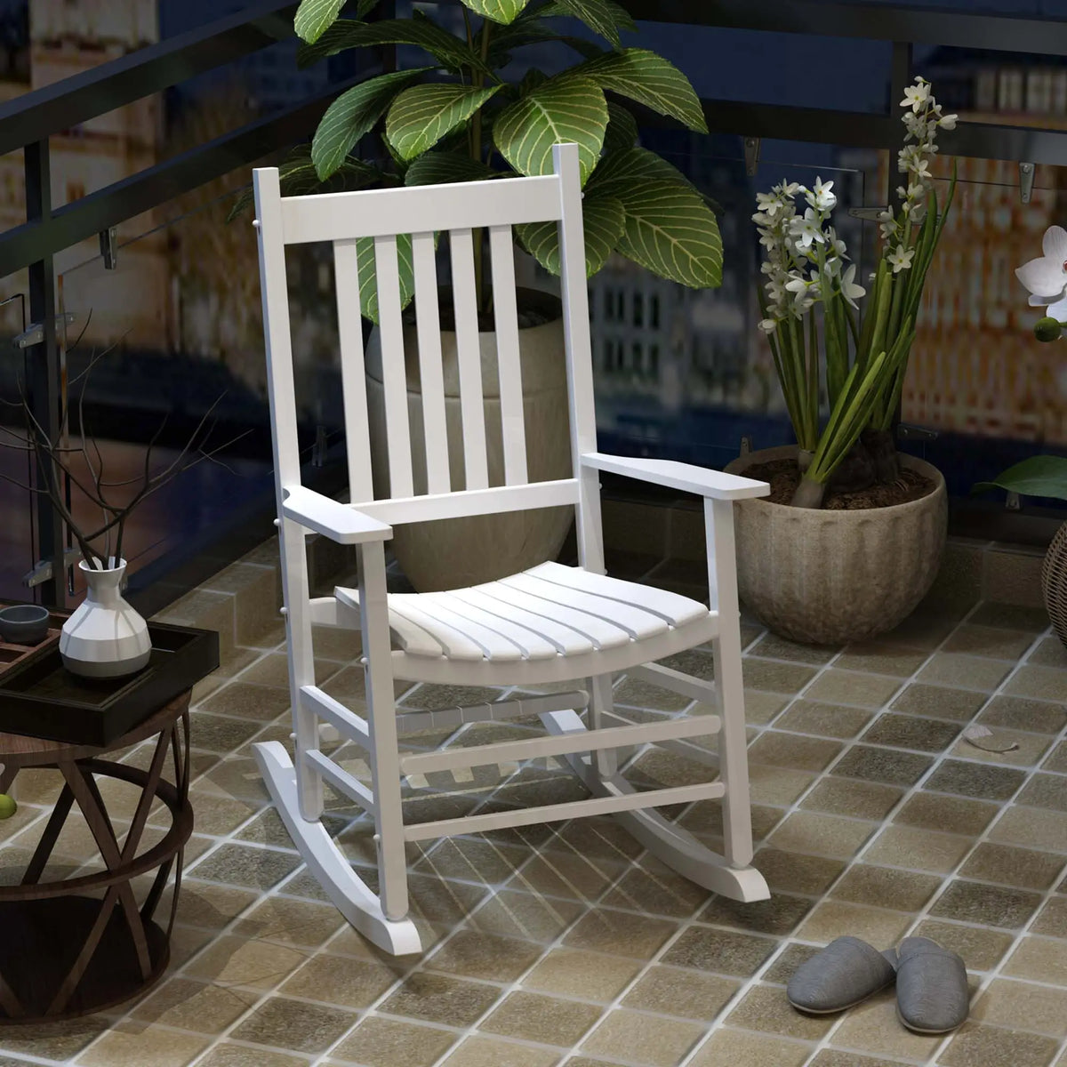 Wooden Porch Rocking Chair, Outdoor, White Outdoor Rocking Chairs at Gallery Canada