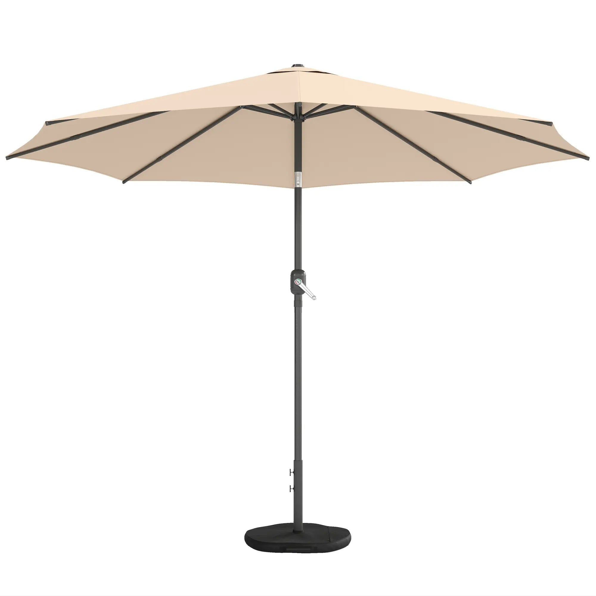 10' x 10' Round Market Umbrella, Crank Tilt, Khaki Sun Umbrellas Khaki, Dark Grey at Gallery Canada