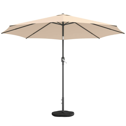 10' x 10' Round Market Umbrella, Crank Tilt, Khaki