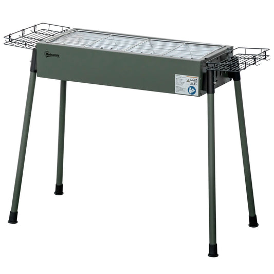 Portable Charcoal Grill With Side Baskets, Dark Green Charcoal BBQ Grils Dark Green at Gallery Canada