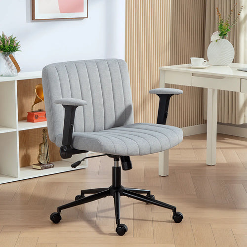 Criss Cross Chair with Flip-Up Armrests, Wheels, Adjustable Height, Tilting, Grey