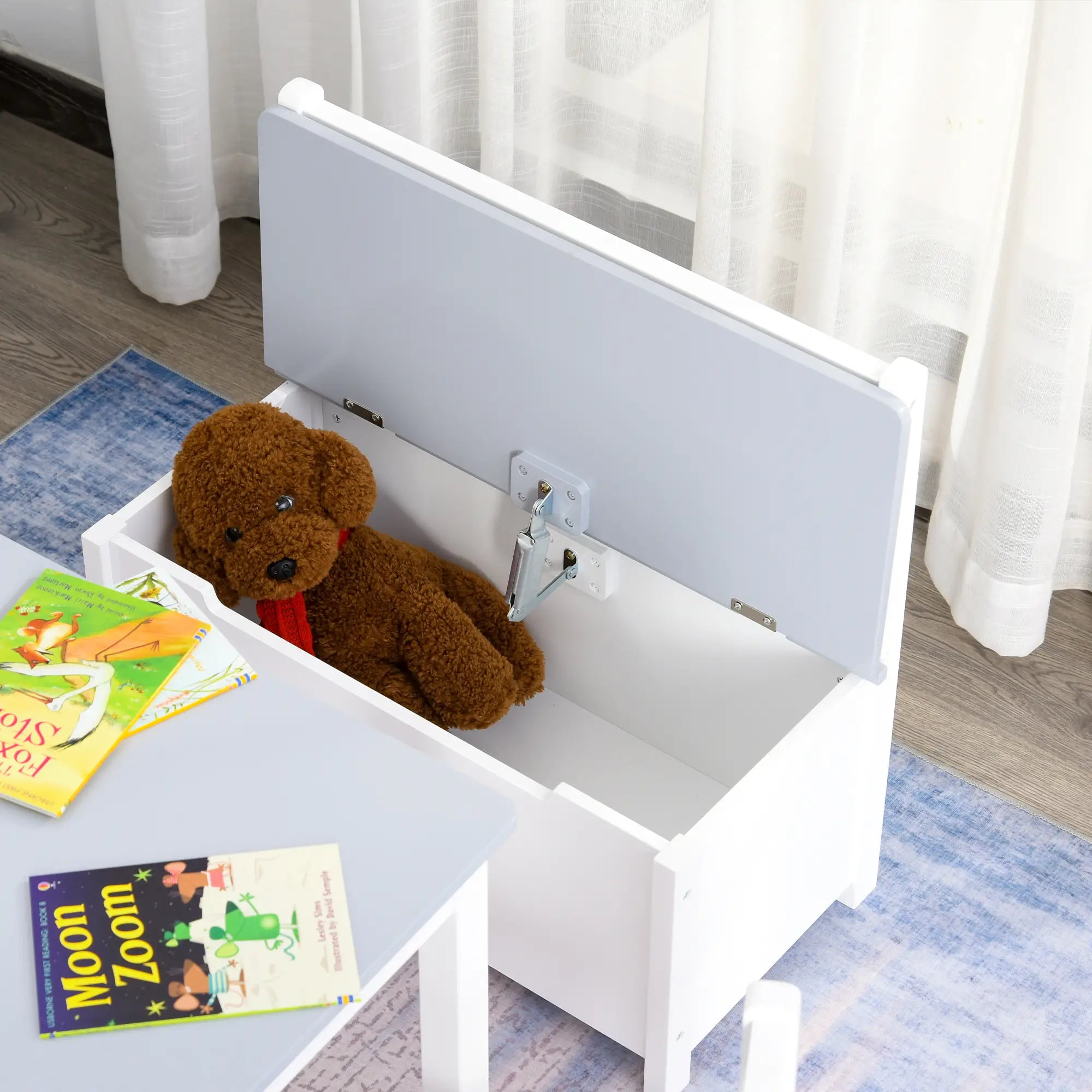 Kids Wood Table, Chair, Bench Set with Storage, 4-Piece Kids Table Sets at Gallery Canada