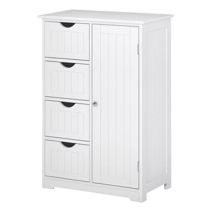 Bathroom Storage Cabinet, Adjustable Shelf, 4 Drawers, White Bathroom Cabinets White at Gallery Canada
