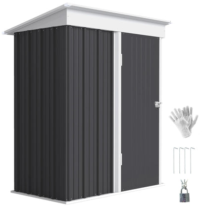 Outdoor Storage Shed, Steel Lean-To, Adjustable Shelf, 5'x3'x6', Dark Grey Sheds Dark Grey at Gallery Canada
