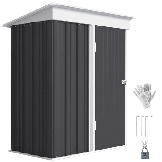 Outdoor Storage Shed, Steel Lean-To, Adjustable Shelf, 5'x3'x6', Dark Grey Sheds Dark Grey at Gallery Canada